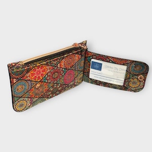 Mosaic Print Cork Wallet, Vegan Leather Slim Wallet, ID Window