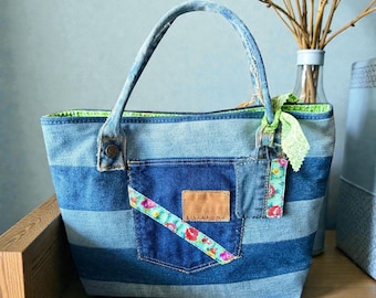 Denim Tote Bag (Harper), Jeans Handbag Purse