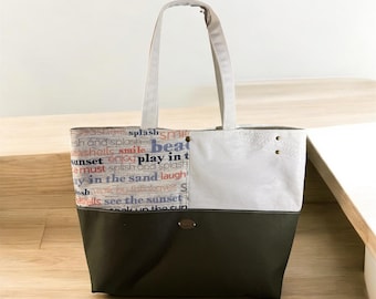Sailcloth Nautical Beach Tote Bag, Upcycled Sail