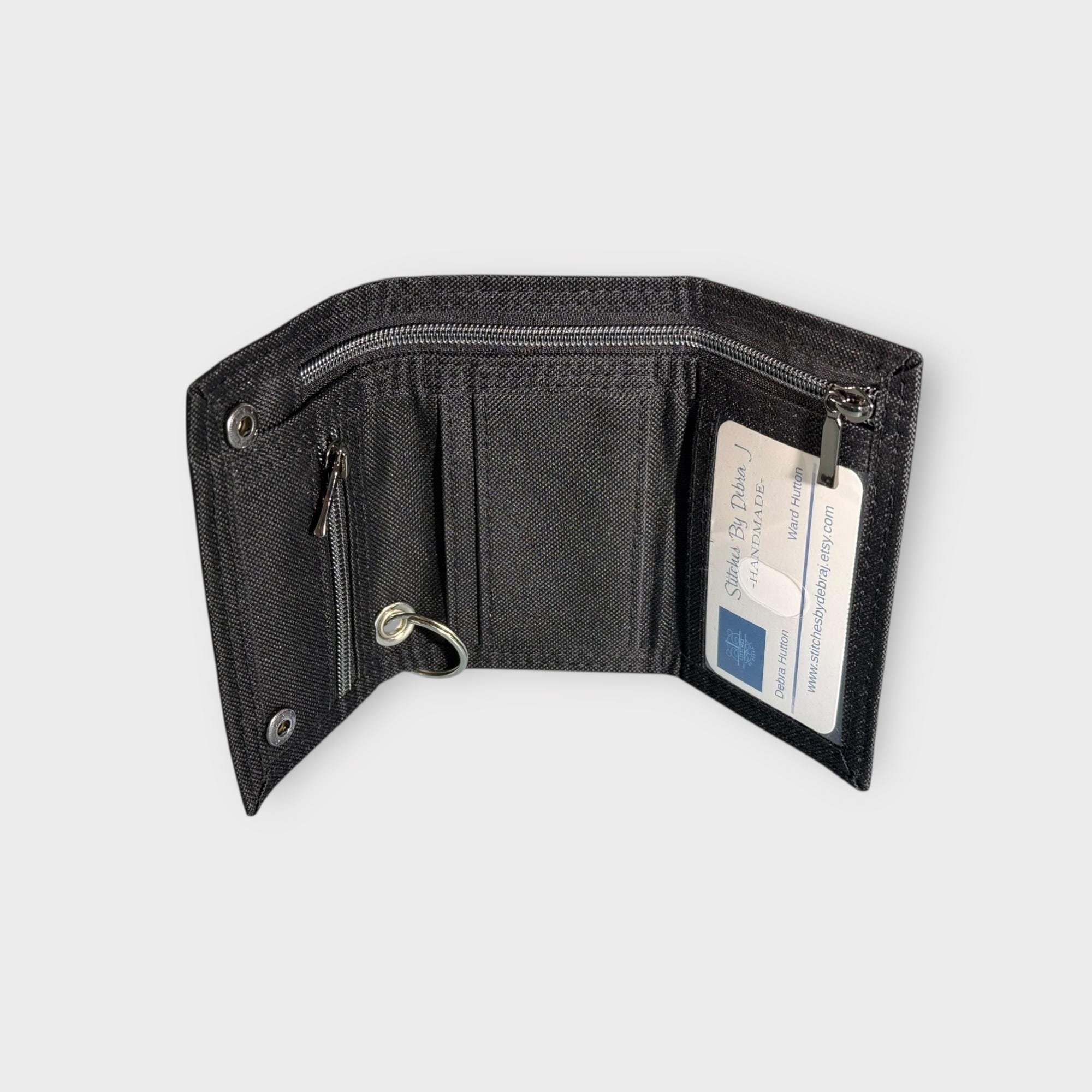 Boxed-Gifts Men's Tri-Fold Velcro Wallet – Canvas, Slim Design With Secure Closure | Skull & Eagle Prints