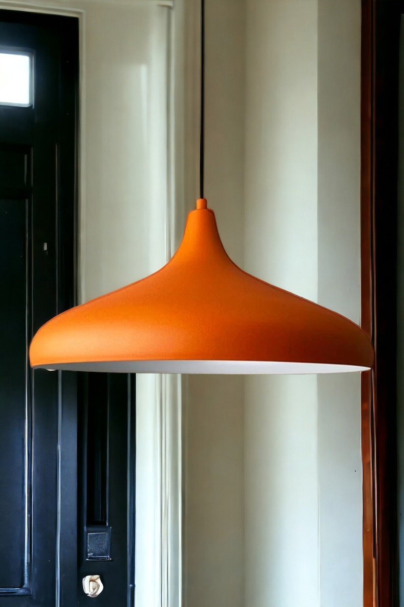 Moderne Nordic Design Lampe Orange Dome Pendelleuchte, 35cm Metall Deckenleuchte für eine skandinavische Atmosphäre, Küche Pendelleuchte Bild 2