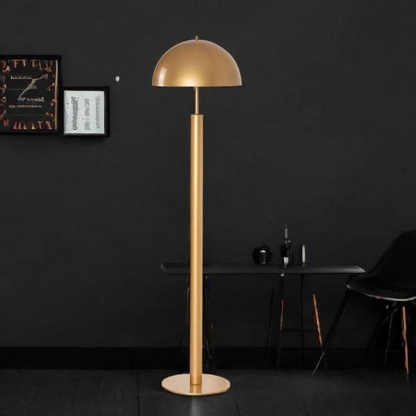 Modern Gold Mushroom Floor Lamp - Elegant Metal Decor for Living Room or Study,Chic living space,Classic lamp base,Designer metal lamp