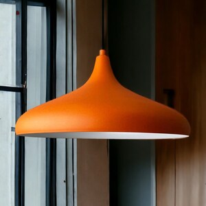 Moderne Nordic Design Lampe Orange Dome Pendelleuchte, 35cm Metall Deckenleuchte für eine skandinavische Atmosphäre, Küche Pendelleuchte Bild 9