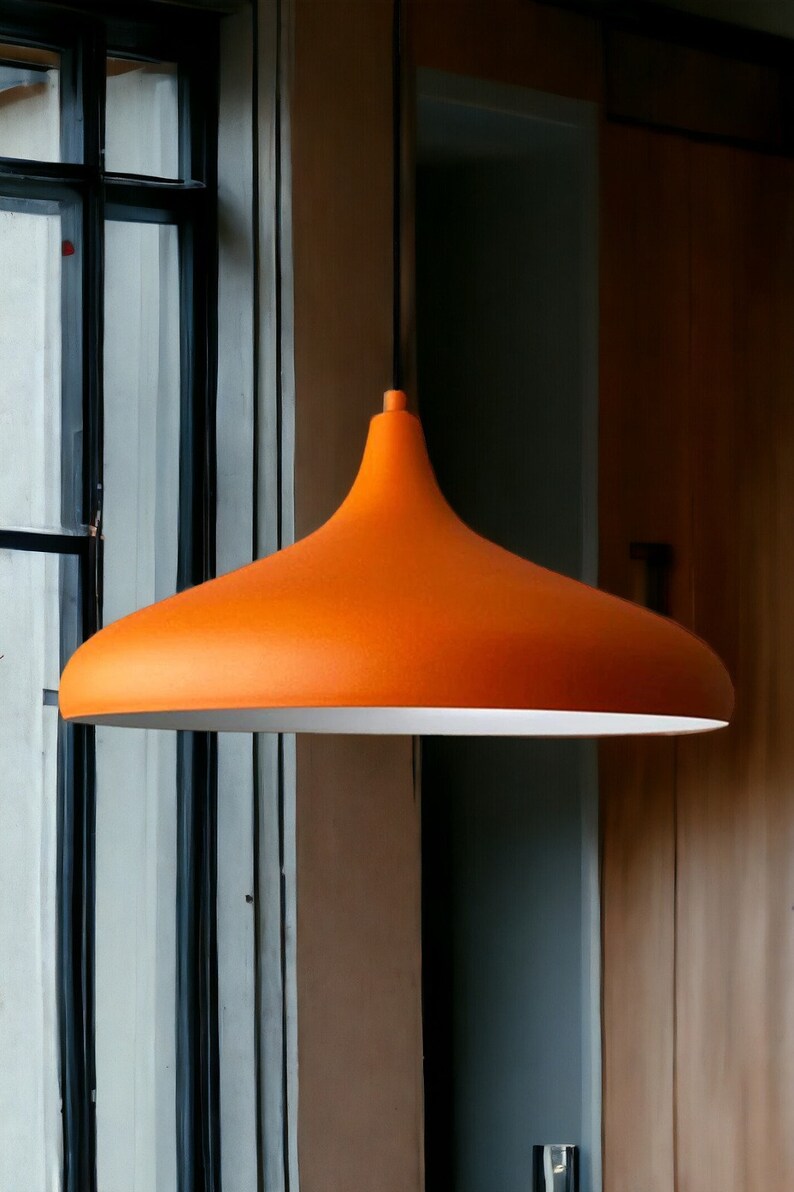 Moderne Nordic Design Lampe Orange Dome Pendelleuchte, 35cm Metall Deckenleuchte für eine skandinavische Atmosphäre, Küche Pendelleuchte Bild 9