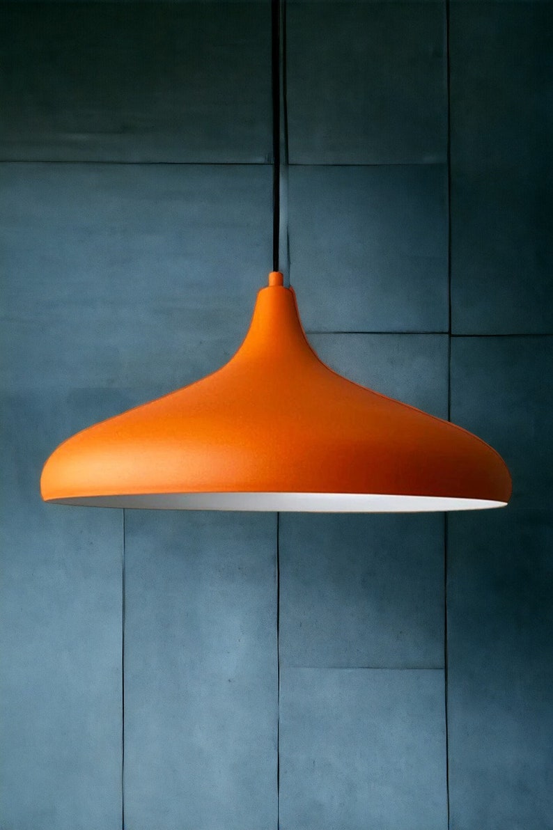 Moderne Nordic Design Lampe Orange Dome Pendelleuchte, 35cm Metall Deckenleuchte für eine skandinavische Atmosphäre, Küche Pendelleuchte Bild 1