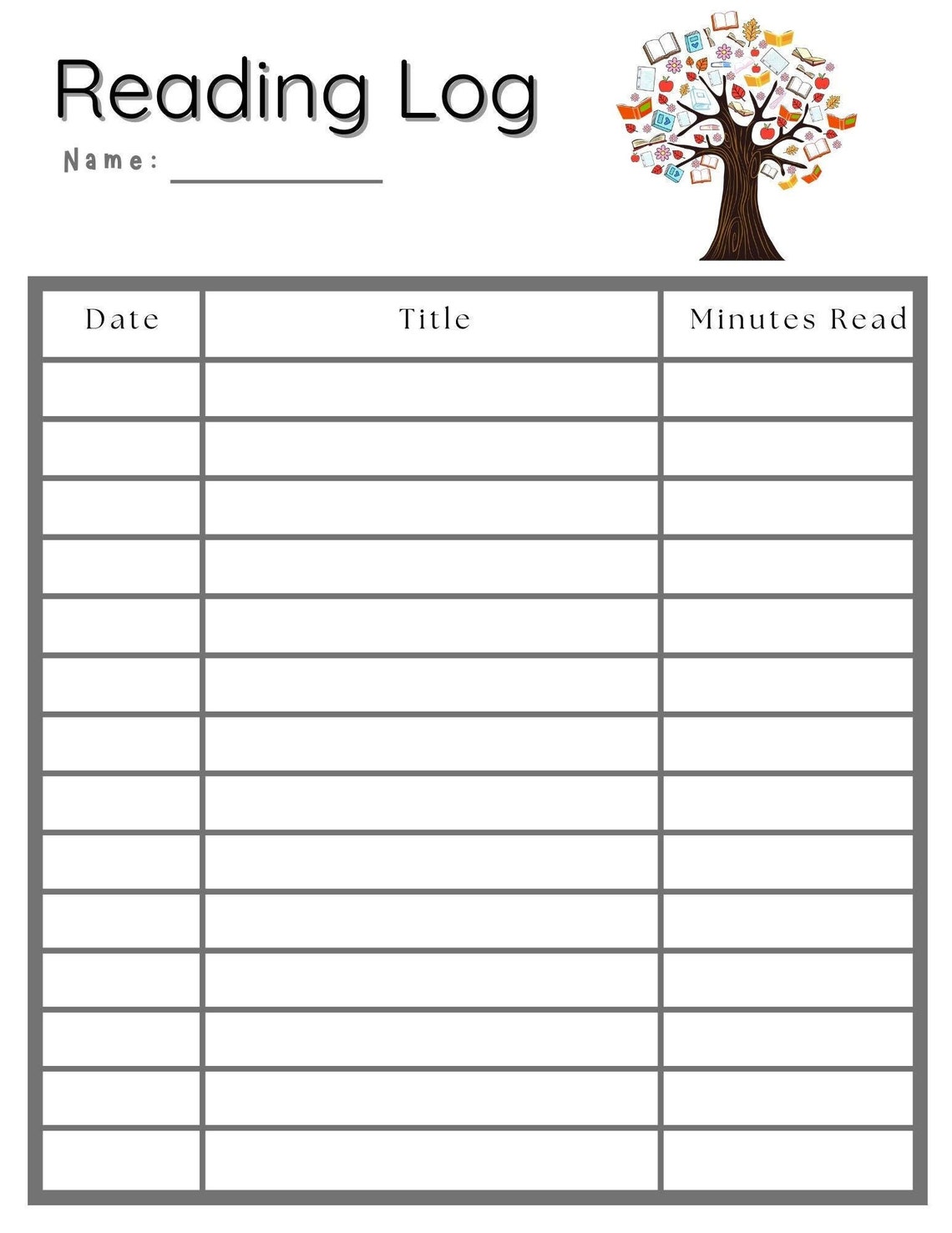 Reading Log Printable for Classrooms School Personal - Etsy