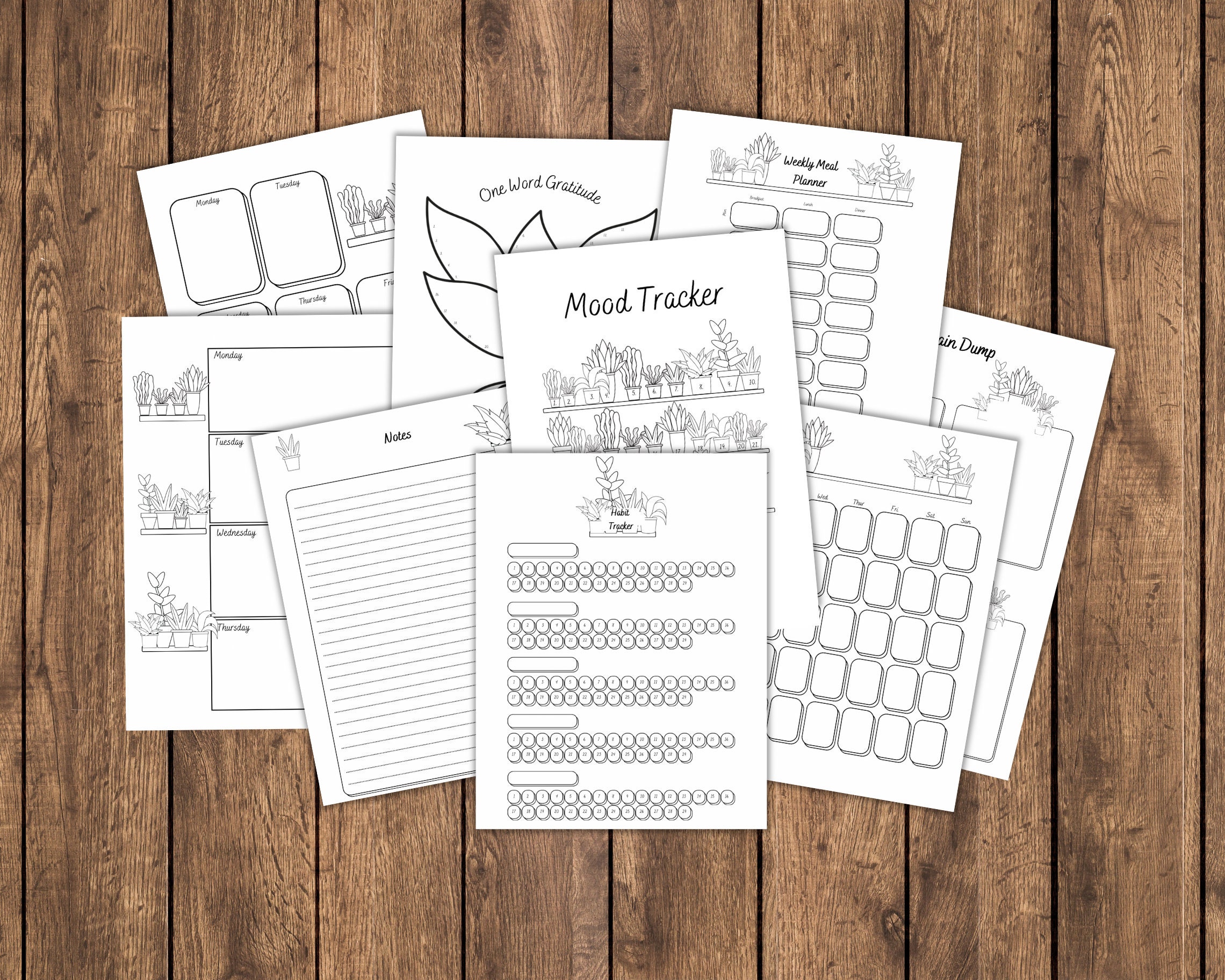 Printable Bullet Style Journal Planner Plant Theme Themed Bullet Style ...