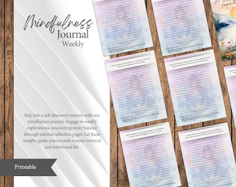 Weekly Mindfulness Journal, Mental Health Planner, Challenge Planner, Wellness Planner Journal, Mindfulness Prompts