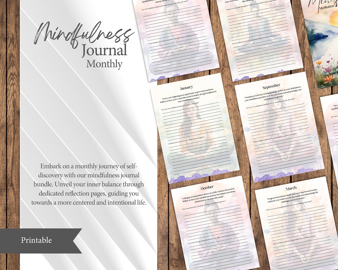 Monthly Mindfulness Journal, Mental Health Planner, Challenge Planner, Wellness Planner Journal ...