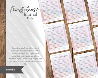 Daily Mindfulness Journal, Mental Health Planner, Challenge Planner, Wellness Planner Journal, Mindfulness Prompts