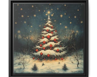 Christmas Tree in the Woods, Canvas, Framed, AI
