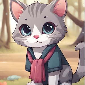 Kawaii cute animal cat poster print