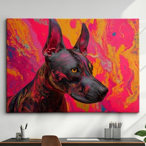 Vibrant Colorful English Bull Terrier Pet Art Framed Poster Print & Framed Canvas Wall Art Living Home Decor Interior Dog Lover Gift Ideas