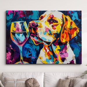Labrador Drinking Wine Animal Pet Art Abstract Oil Painting Framed Poster Print Framed Canvas Wall Decor Art Bedroom Home Interior Home Gift