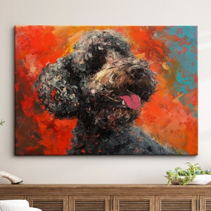 Bright Colorful Poodle Dog Pet Art Abstract Oil Painting Framed Poster Print & Framed Canvas Wall Art Living Home Decor Interior Dog Gift