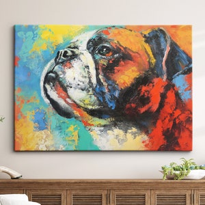 Bright Colorful Boxer Dog Pet Art Abstract Oil Painting Framed Poster Print & Framed Canvas Wall Art Living Home Decor Interior Dog Gift
