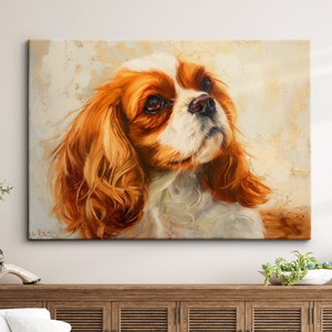 Cavalier King Charles Spaniel Dog Oil Painting Framed Poster Print Or Framed Canvas Wall Decor Art Bedroom Home Interior Gift For Pet Lover