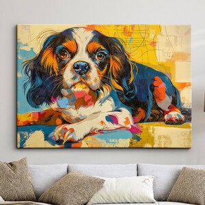 Colorful Cavalier King Charles Spaniel Dog Abstract Framed Poster Print Or Framed Canvas Wall Decor Art Bedroom Home Interior Gift For Pet