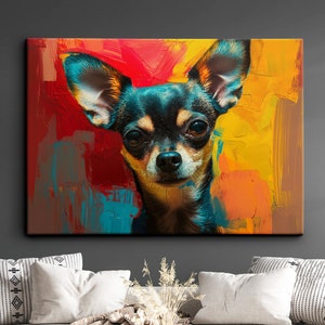 Chihuahua Abstract Painting Framed Poster Print & Framed Canvas Wall Decor Art Painting Bar Kitchen Room Decor Dog Gift Idea Pet