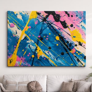 Paint Splash Splatter Abstract Painting Framed Poster Print & Framed Canvas Wall Decor Art Painting Home Living Room Art Gift Idea