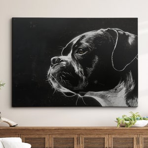 Boxer Dog Pet Spraypaint Stencil Style Fine Art Painting Framed Poster Print & Framed Canvas Wall Art Living Home Decor Interior Dog Gift