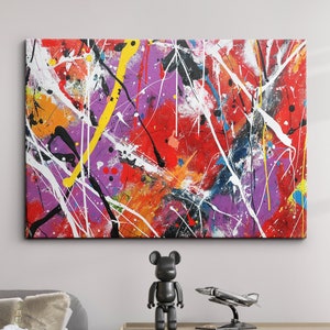 Paint Splash Splatter Abstract Painting Framed Poster Print & Framed Canvas Wall Decor Art Painting Home Living Room Art Gift Idea