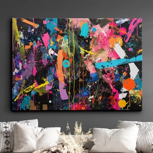 Paint Splash Splatter Abstract Painting Framed Poster Print & Framed Canvas Wall Decor Art Painting Home Living Room Art Gift Idea