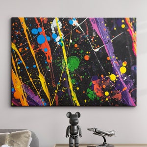 Paint Splash Splatter Abstract Painting Framed Poster Print & Framed Canvas Wall Decor Art Painting Home Living Room Art Gift Idea