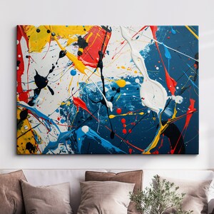 Paint Splash Splatter Abstract Painting Framed Poster Print & Framed Canvas Wall Decor Art Painting Home Living Room Art Gift Idea