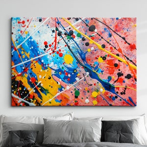 Paint Splash Splatter Abstract Painting Framed Poster Print & Framed Canvas Wall Decor Art Painting Home Living Room Art Gift Idea