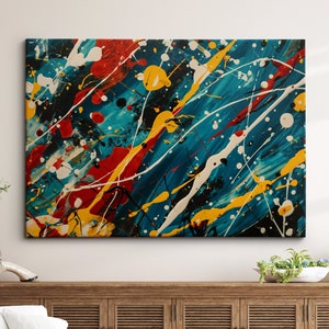 Paint Splash Splatter Abstract Painting Framed Poster Print & Framed Canvas Wall Decor Art Painting Home Living Room Art Gift Idea