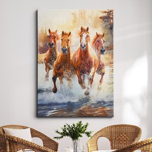 Vibrant Horses Abstract Oil Painting Animal Framed Poster Print & Framed Canvas Wall Decor Art Bedroom Home Interior Gift For Horse Lover