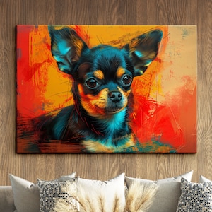 Chihuahua Abstract Painting Framed Poster Print & Framed Canvas Wall Decor Art Painting Bar Kitchen Room Decor Dog Gift Idea Pet