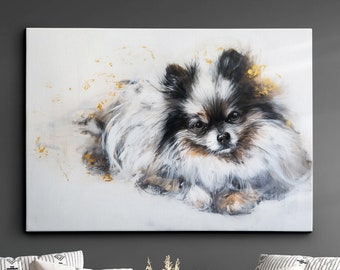 Pomeranian Abstract Dog Oil Painting Framed Poster Print Or Framed Canvas Wall Decor Art Bedroom Home Interior Gift For Pet Lover