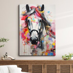 Vibrant Horse Abstract Oil Painting Animal Framed Poster Print & Framed Canvas Wall Decor Art Bedroom Home Interior Gift For Horse Lover