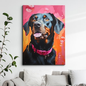 Fun Colorful Labrador Bubbles Painting Framed Poster Print & Framed Canvas Wall Decor Art Bedroom Home Interior Funny Dog Lover Gift
