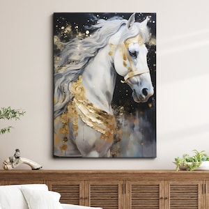 Majestic Horse Abstract Animal Oil Painting Framed Poster Print & Framed Canvas Wall Decor Art Bedroom Home Interior Gift For Horse Lover
