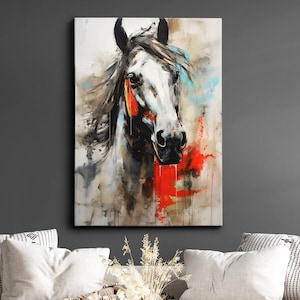 Vibrant Horse Abstract Oil Painting Animal Framed Poster Print & Framed Canvas Wall Decor Art Bedroom Home Interior Gift For Horse Lover