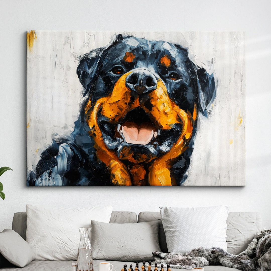 Rottweiler Abstract Dog Oil Painting Framed Poster Print or Framed ...