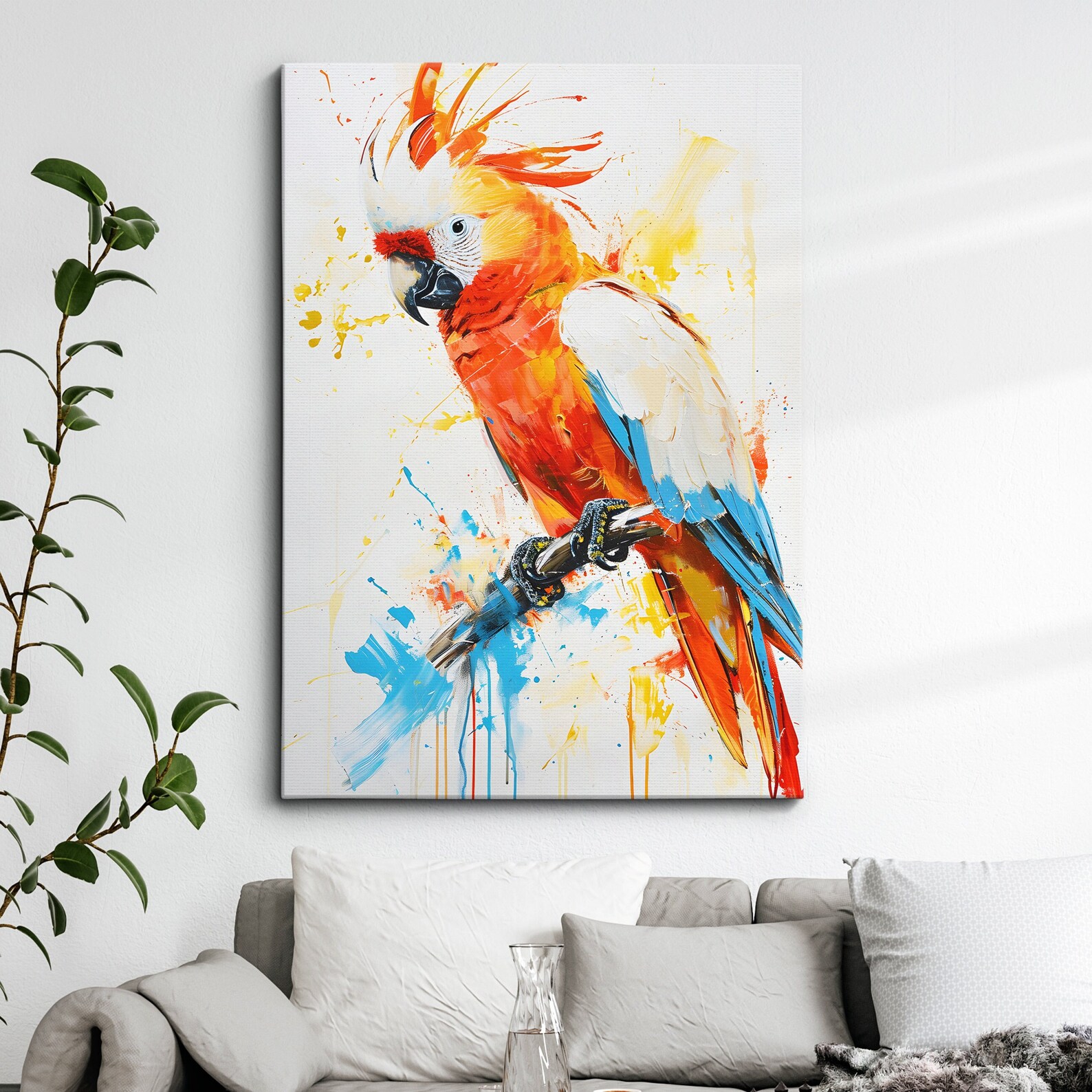Parrot Vibrant Painting Pet Animal Bird Framed Poster Print & Framed ...