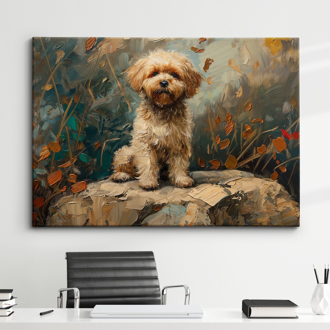 Cockapoo Abstract Painting Framed Poster Print & Framed Canvas Wall ...