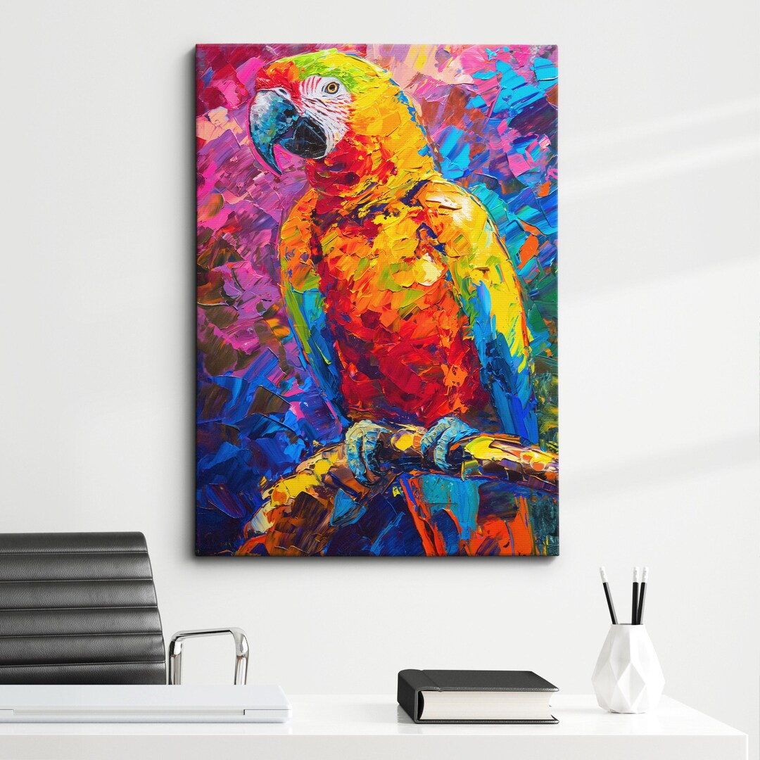 Parrot Vibrant Painting Pet Animal Bird Framed Poster Print & Framed ...