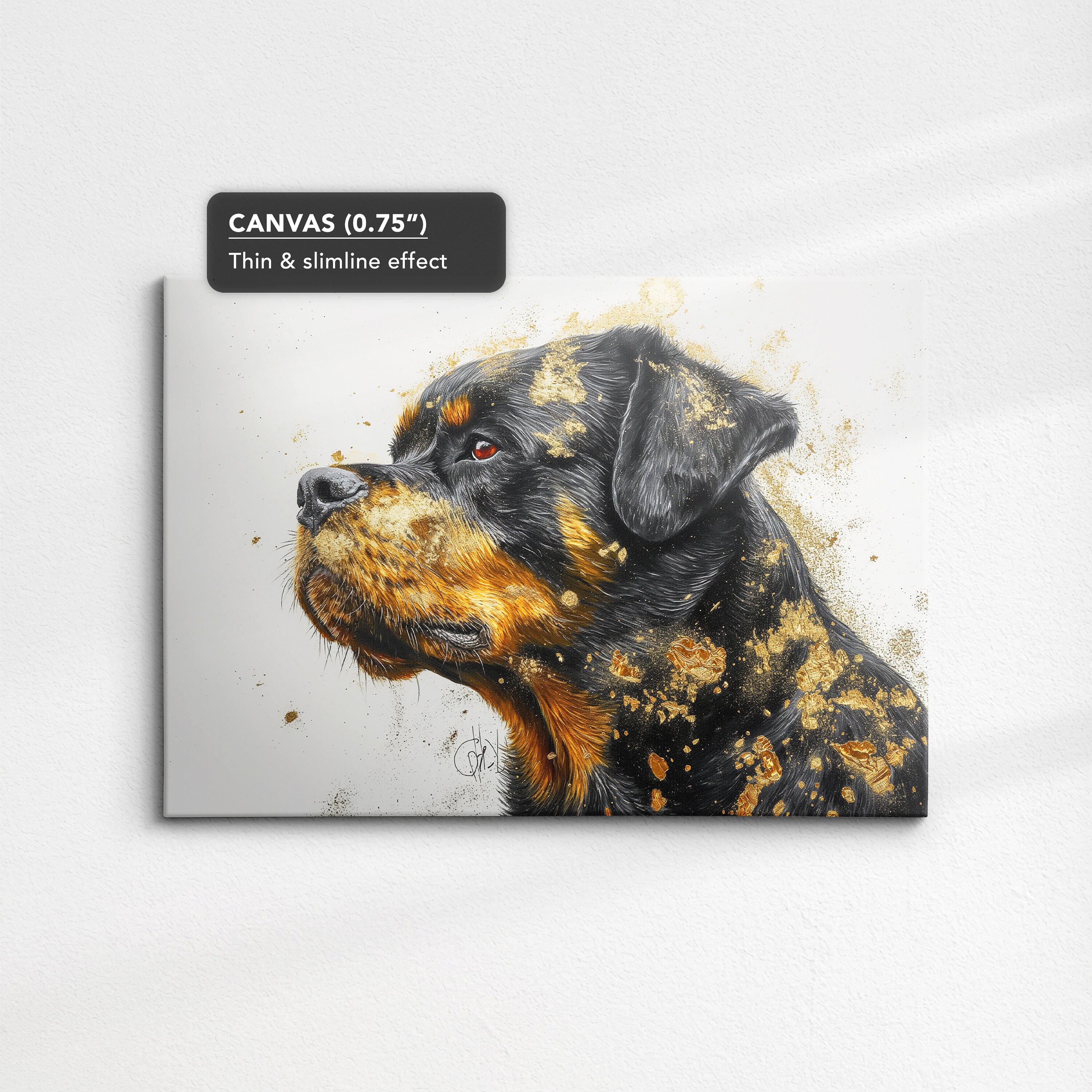 Rottweiler Gold Style Abstract Dog Oil Painting Framed Poster Print or ...