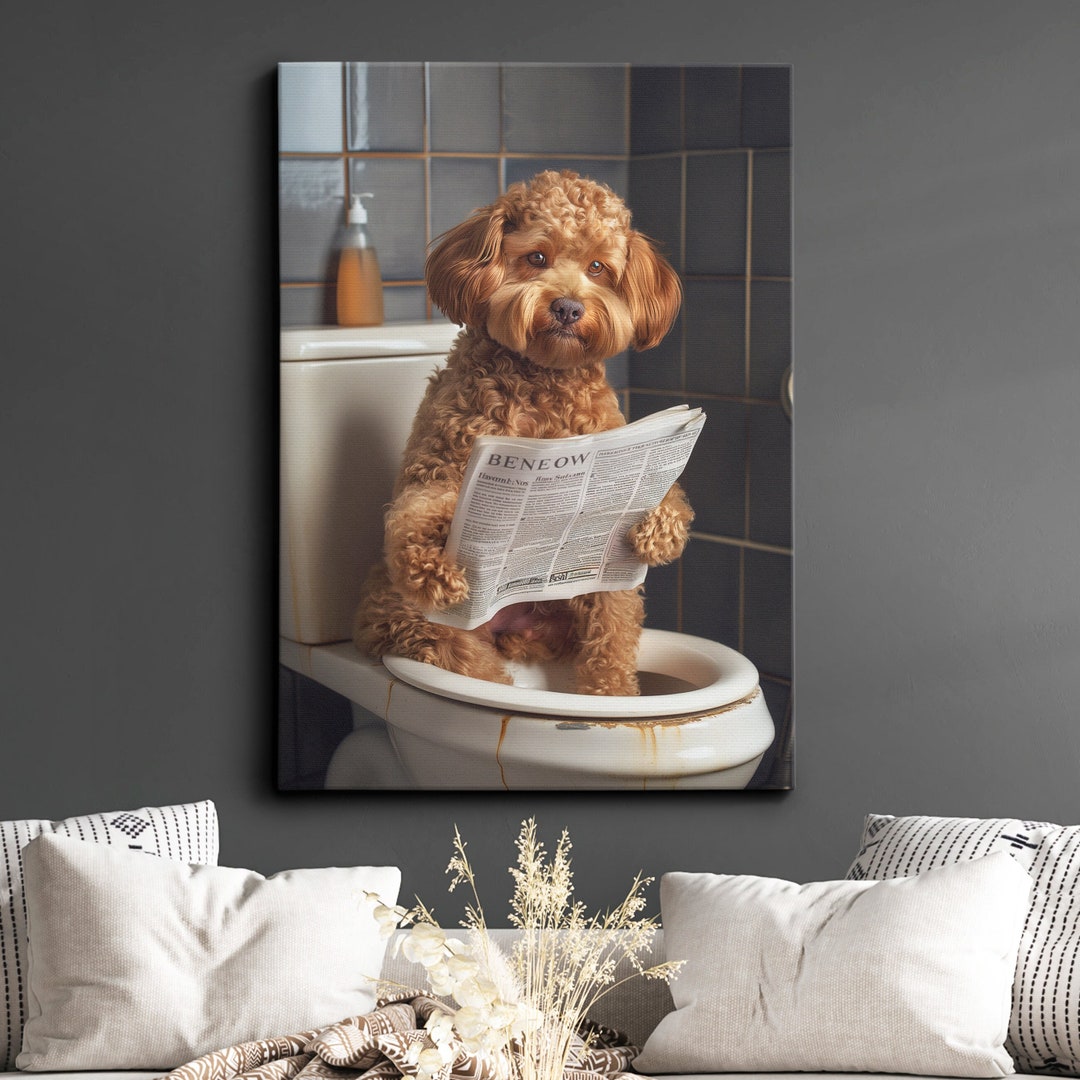 Cockapoo Kitchen Cockapoo in the Washroom Dog Pet Abstract Modern Painting Wall Art ...