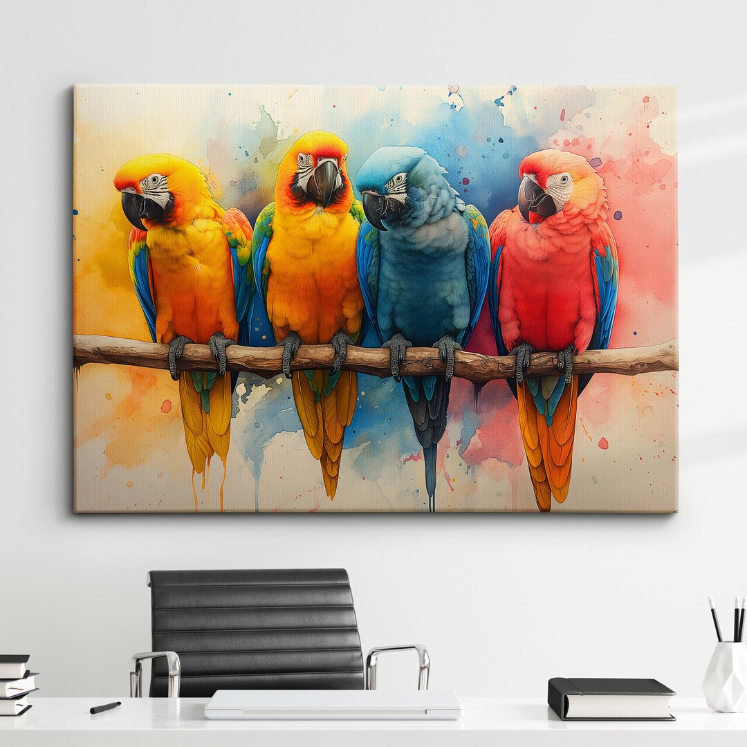 Parrots Vibrant Painting Pet Animal Bird Framed Poster Print & Framed ...