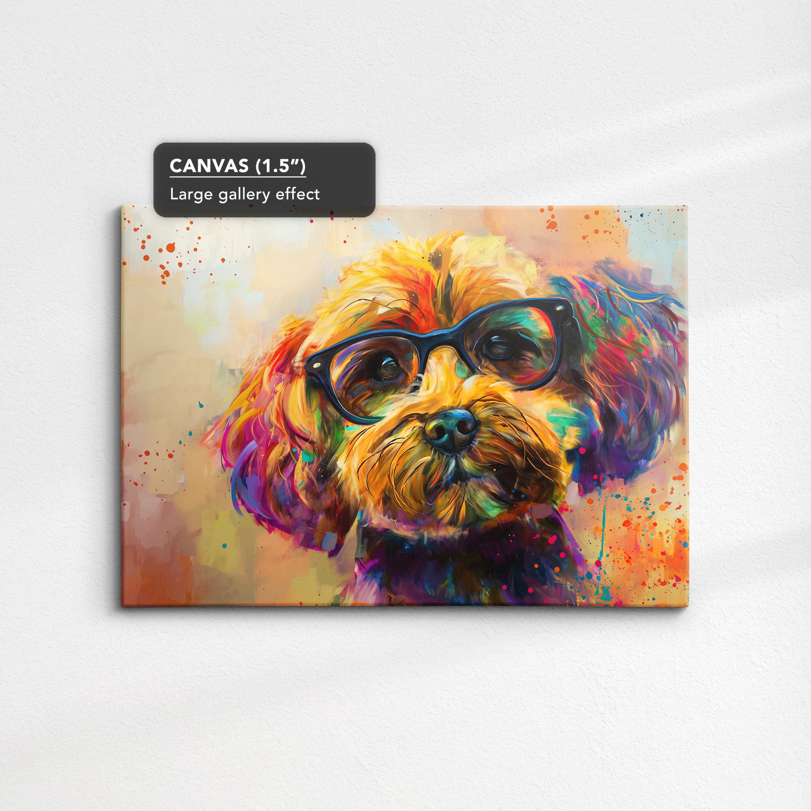 Cockapoo Wearing Glasses Painting Framed Poster Print & Framed Canvas ...