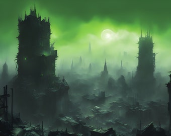 Fantasy Artwork Print - City view Green