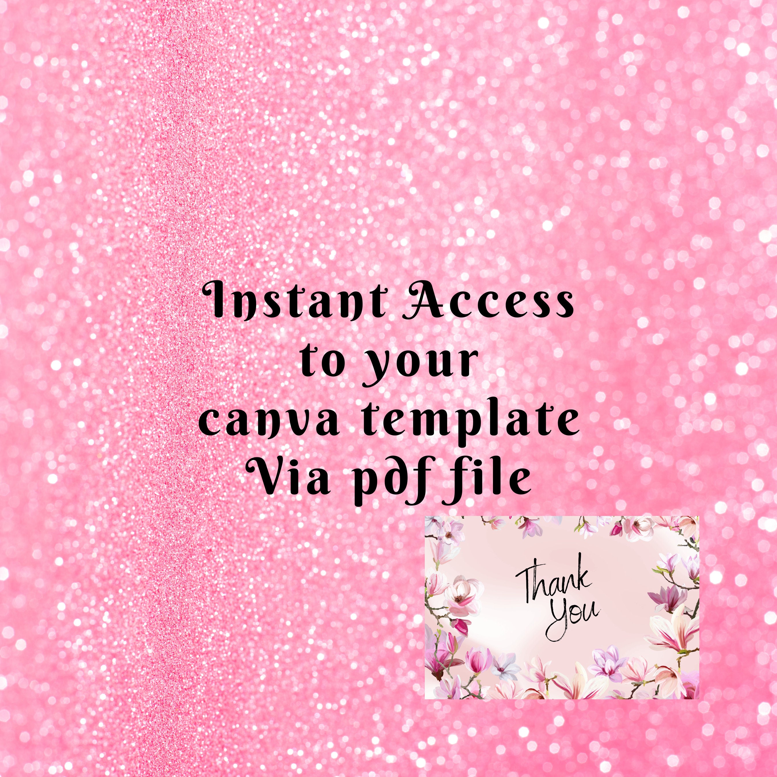 Pink Floral Thank You Card Digital Template Editable With CANVA - Etsy