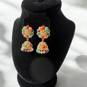 Pakistani Colorful Flower Jhumka Earrings