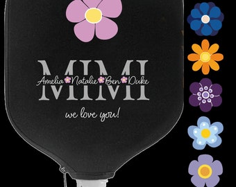 Custom Pickleball Paddle Cover, Pickleball Cover, Personalized Mom Grandmother Paddle Cover, Personalized Pickleball, Racquet Cover, Flower